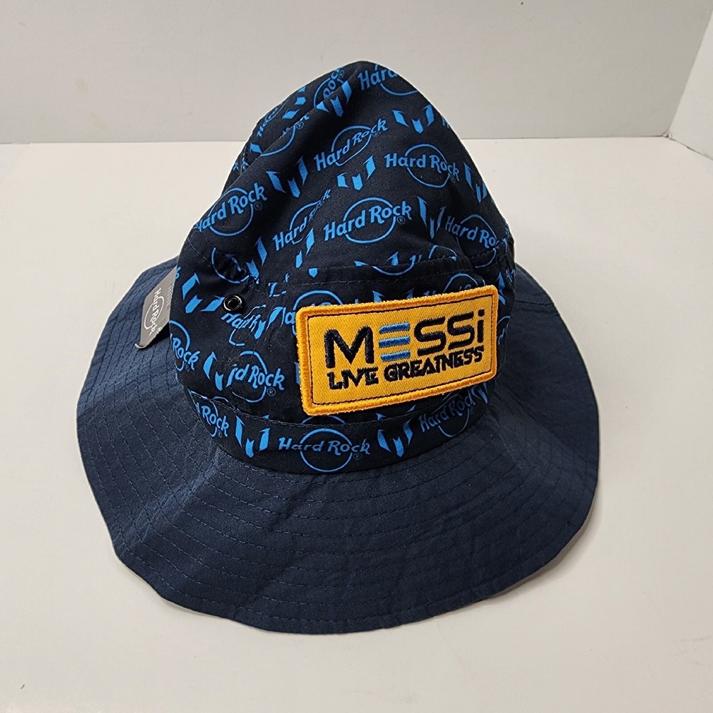 Lionel Messi Bucket Hat Blue LRG Hard Rock Cafe World Cup Soccer Argentina NWT